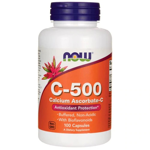 NOW C-500 Calcium Ascorbate-C 100 Cápsulas - Vitamina C Pura e Biodisponível