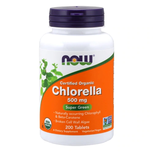 NOW Certified Organic Chlorella 500mg - 200 Comprimidos - Suplemento Natural