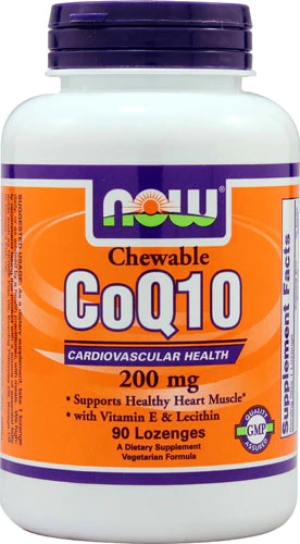 NOW CoQ10 Chewable 200mg - 90 Pastilhas Mastigáveis - Suporte Energético e Antioxidante