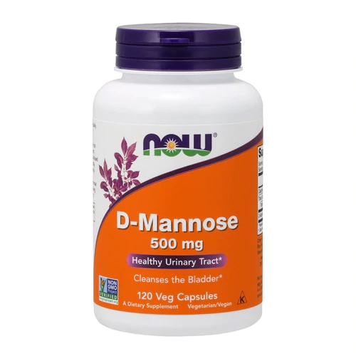 NOW D-Mannose 500 mg - 120 Cápsulas Veganas - Suporte ao Trato Urinário