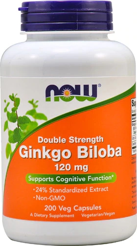 NOW Double Strength Ginkgo Biloba 120mg - 200 Cápsulas Vegetais