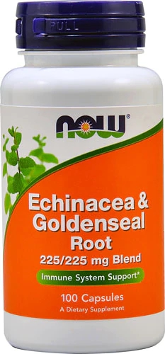 NOW Echinacea & Goldenseal Root - 100 Cápsulas - Imunidade e Bem-Estar