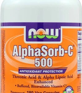 NOW Foods AlphaSorb-C 500mg - 180 Cápsulas Vegetais: Vitamina C Potencializada para sua Saúde