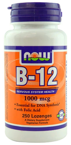Vitamina B12 NOW Foods 1000mcg - 250 Pastilhas Desintegráveis