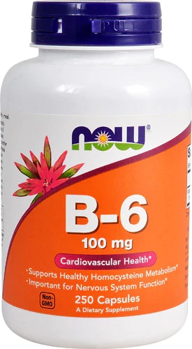 NOW Foods Vitamina B6 100mg - 250 Cápsulas para Bem-Estar