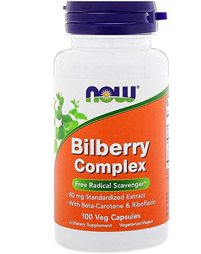 NOW Foods Bilberry Complex 100 Cápsulas Vegetarianas para Saúde Ocular