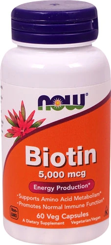 NOW Foods Biotina 5000 mcg - 60 Cápsulas Vegetais - Essencial para Cabelos, Pele e Unhas