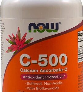 NOW Foods C-500 Vitamina C - Ascorbato de Cálcio - 250 Cápsulas
