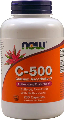 NOW Foods C-500 Vitamina C - Ascorbato de Cálcio - 250 Cápsulas