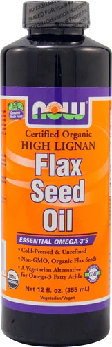 Óleo de Linhaça Orgânico NOW Foods com Lignanas - 355ml - Rico em Ômega 3