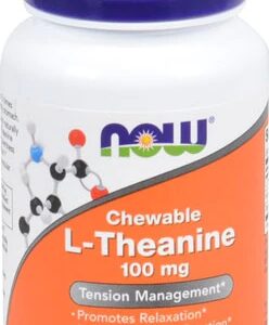 NOW Foods L-Theanine 100mg 90 Pastilhas Mastigáveis - Bem-Estar e Relaxamento