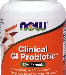 NOW Foods Clinical GI Probiotic Fórmula 50+ com 20 Bilhões - 60 Cápsulas Vegetais