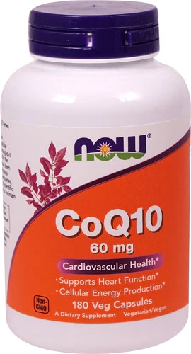 NOW Foods CoQ10 60 mg - 180 Cápsulas Veganas para Energia e Saúde Cardíaca