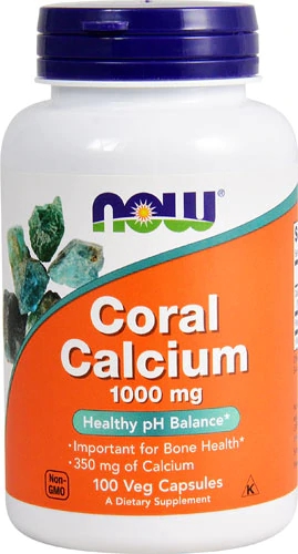 NOW Foods Coral Calcium 1000mg - 100 Cápsulas Vegetais - Suporte Ósseo