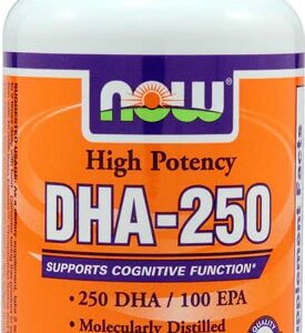 NOW Foods DHA-250 High Potency - Óleo de Peixe Rico em Ômega-3 com 500mg de DHA - 120 Cápsulas Softgel