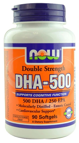 NOW Foods DHA-500 - Óleo de Peixe Rico em Ômega-3 com 500mg de DHA por Cápsula - 90 Softgels