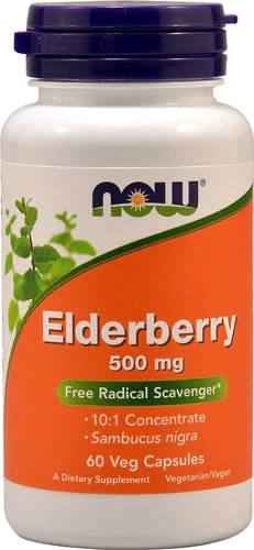 NOW Foods Elderberry - Extrato de Sabugueiro 500 mg - 60 Cápsulas Vegetais