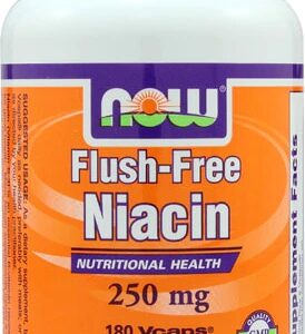 NOW Foods Flush-Free Niacin 250mg - 180 Cápsulas: Vitamina B3 Essencial Sem Rubor