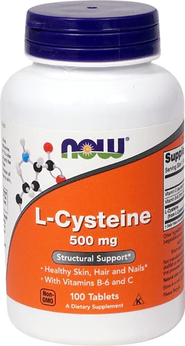 NOW Foods L-Cisteína 500mg - 100 Comprimidos - Suporte Antioxidante e Detox