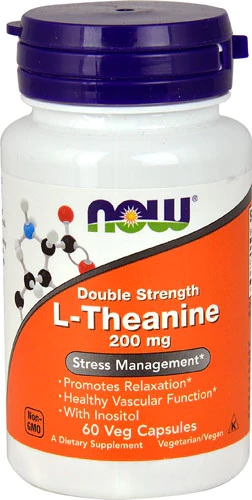 NOW Foods L-Theanine Double Strength -- 200 mg - 60 Veg Capsules