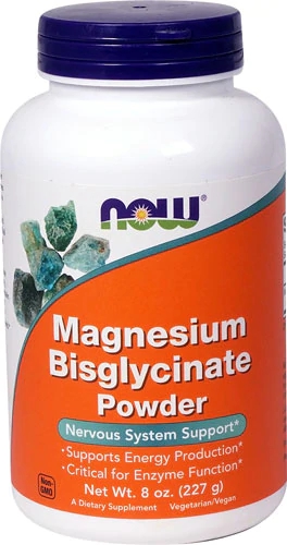 Magnésio Bisglicinato em Pó NOW Foods 227g - Bem-Estar e Saúde Muscular