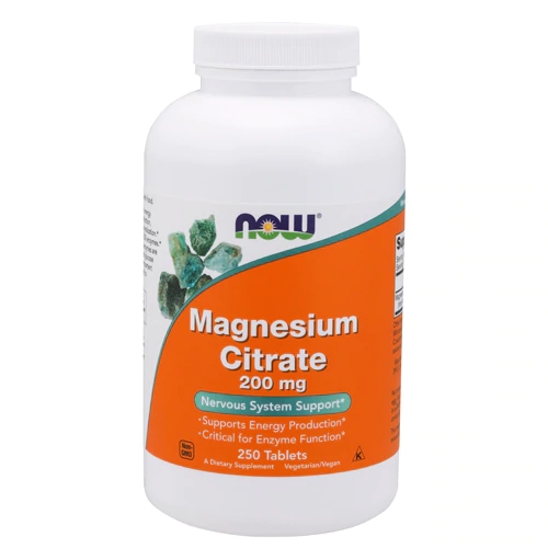 NOW Foods Magnésio Citrato 200mg - 250 Comprimidos - Suporte Muscular e Nervoso