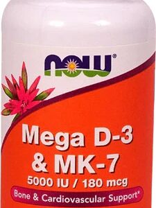 NOW Foods Mega D-3 & MK-7 - 60 Cápsulas Vegetarianas - Vitamina D3 e K2