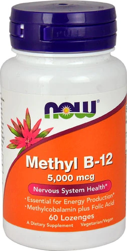 Vitamina B12 Metilcobalamina NOW Foods 5000 mcg - 60 Pastilhas