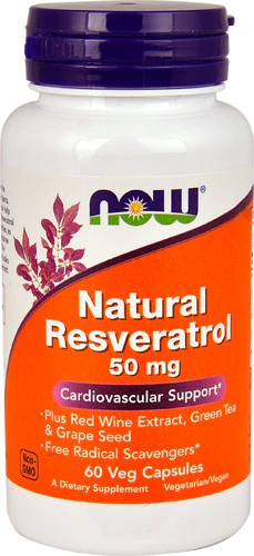 NOW Foods Natural Resveratrol 50mg - 60 Cápsulas Vegetais - Antioxidante Poderoso