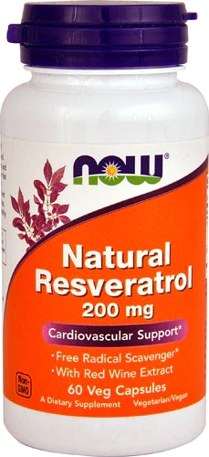 NOW Foods Resveratrol Natural 200mg - 60 Cápsulas Vegetais | Antioxidante Poderoso