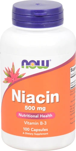 NOW Foods Niacina Vitamina B3 500mg - 100 Cápsulas - Suplemento Essencial