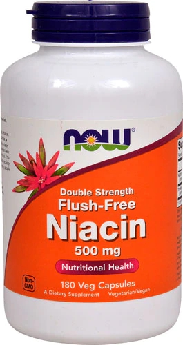 NOW Foods Niacina Flush-Free 500mg - 180 Cápsulas Veganas | Vitamina B3 Sem Rubor
