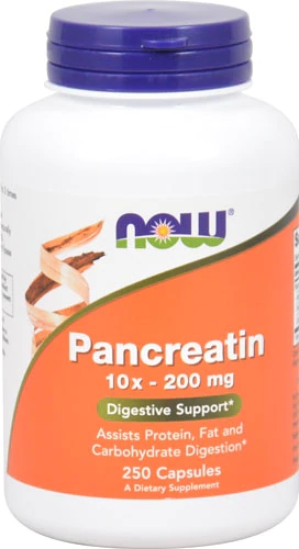 NOW Foods Pancreatina 10X - 200mg - 250 Cápsulas: Suporte Digestivo Avançado