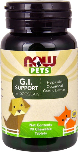 NOW Foods Pets G.I. Support para Cães e Gatos - 90 Tabletes Mastigáveis