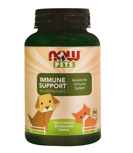 NOW Foods Pets Imuno Suporte para Cães e Gatos - 90 Tabletes Mastigáveis