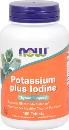 NOW Foods Potássio com Iodo - 180 Comprimidos - Suporte à Tireoide e Bem-Estar
