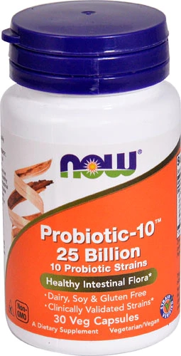 NOW Foods Probiotic-10 25 Bilhões - 30 Cápsulas Veganas - Saúde Intestinal e Bem-Estar