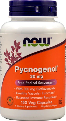 NOW Foods Pycnogenol 30mg - 150 Cápsulas Veganas - Extrato de Pinheiro Marítimo Francês