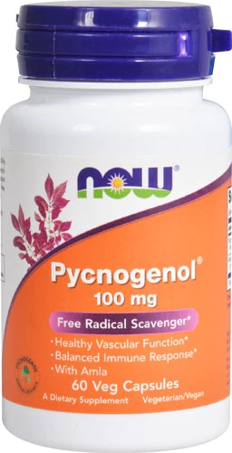 NOW Foods Pycnogenol 100mg - 60 Cápsulas Vegetais - Extrato de Pinheiro Marítimo Francês