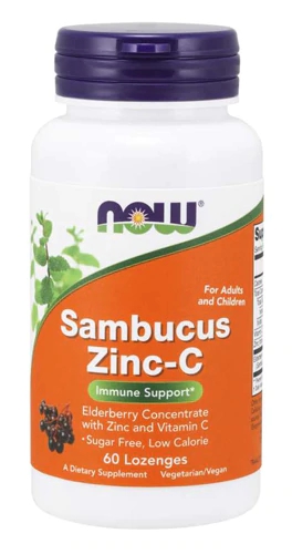 NOW Foods Sambucus Zinco C Equinácea - Pastilhas Efervescentes 60un