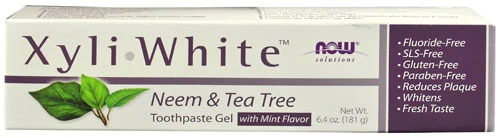 Gel Dental Xyli White™ Neem & Tea Tree Menta NOW Foods Solutions - 181g