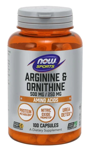 NOW Foods Sports Arginina e Ornitina - 100 Cápsulas para Performance e Bem-Estar