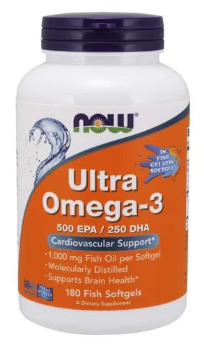 NOW Foods Ultra Ômega-3 - 180 Cápsulas Gelatinosas de Óleo de Peixe Puro