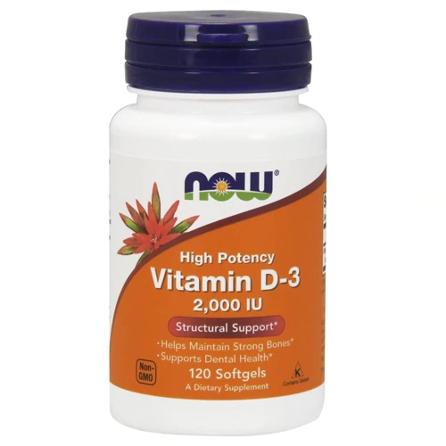 Vitamina D3 NOW Foods 2000 UI - 120 Cápsulas Gelatinosas