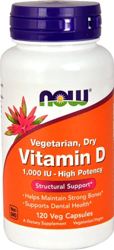 Vitamina D Vegetarian NOW Foods 1000 UI - 120 Cápsulas Veganas