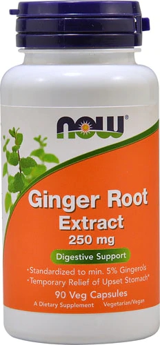 Extrato de Raiz de Gengibre NOW Foods 250mg - 90 Cápsulas Vegetais - Suporte Digestivo e Imunológico