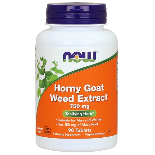 NOW Horny Goat Weed Extract 750mg com Maca 150mg - 90 Comprimidos