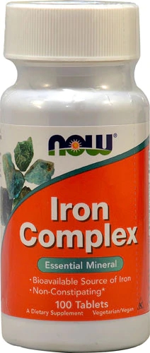 NOW Iron Complex 100 Tabletes - Suplemento de Ferro Essencial