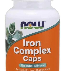 NOW Iron Complex Caps - 100 Cápsulas Veganas - Suplemento de Ferro Essencial
