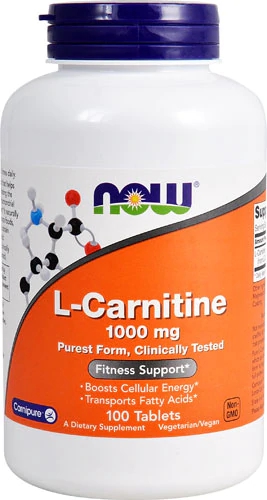 NOW L-Carnitine 1000mg - 100 Tabletes: Energia e Bem-Estar